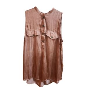 H&M Button-Front Sleeveless Blouse - Dusty Pink